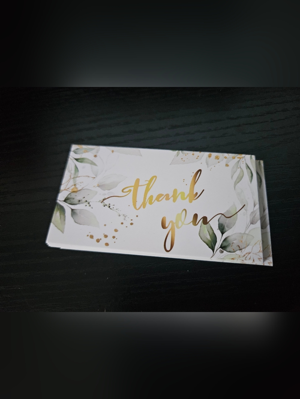 Elegant Green & Gold 'Thank You' Cards